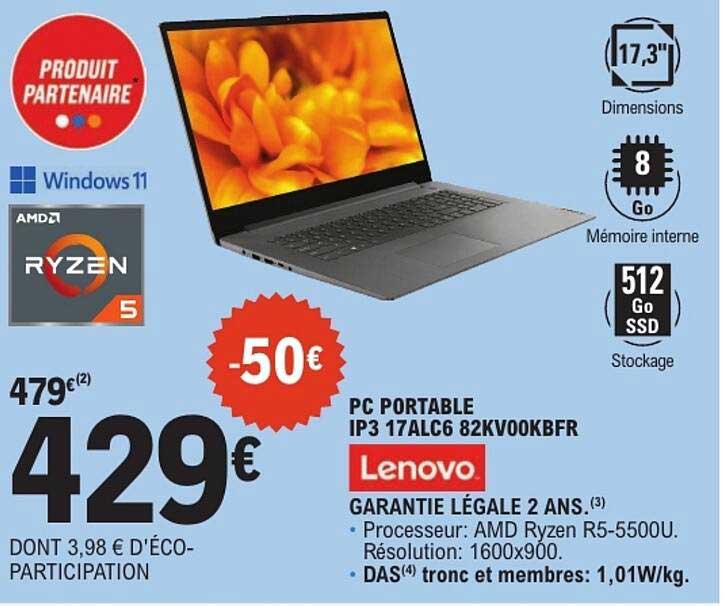 PC PORTABLE IP3 17ALC6 82KV00KBF