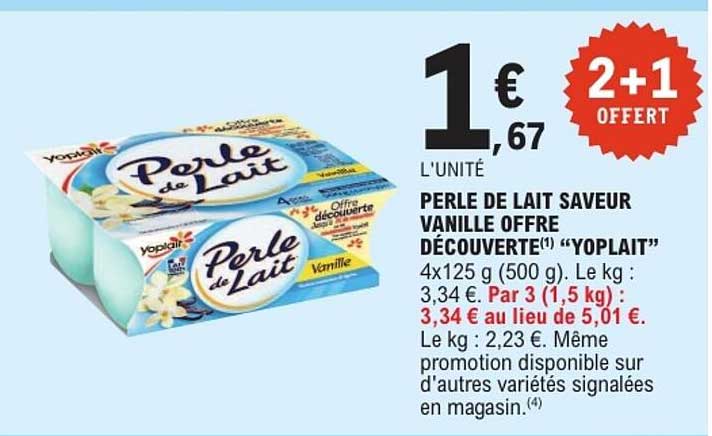 PERLE DE LAIT SAVEUR VANILLE OFFRE DÉCOUVERTE "YOPLAIT"