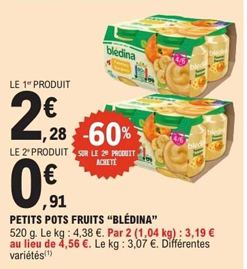 PETITS POTS FRUITS "BLÉDINA"