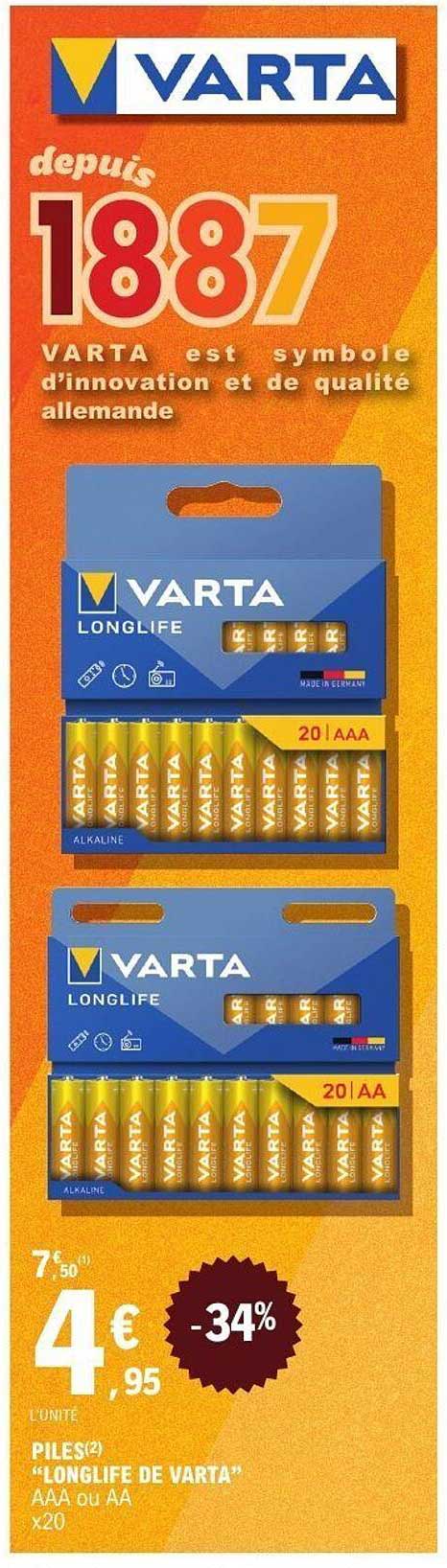 Piles "Longlife de Varta" AAA ou AA x20