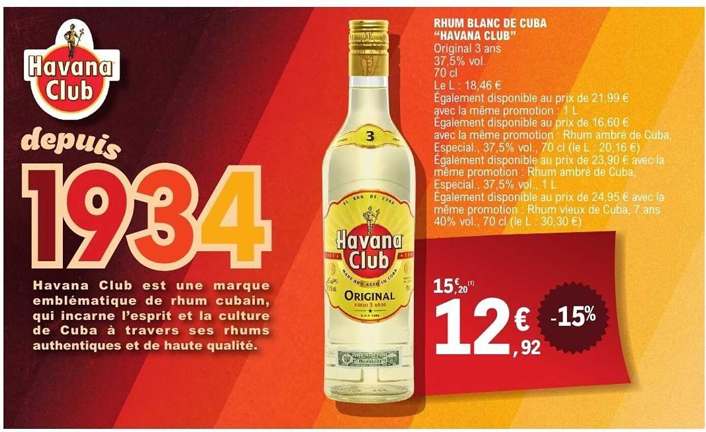 Rhum Blanc de Cuba "Havana Club"