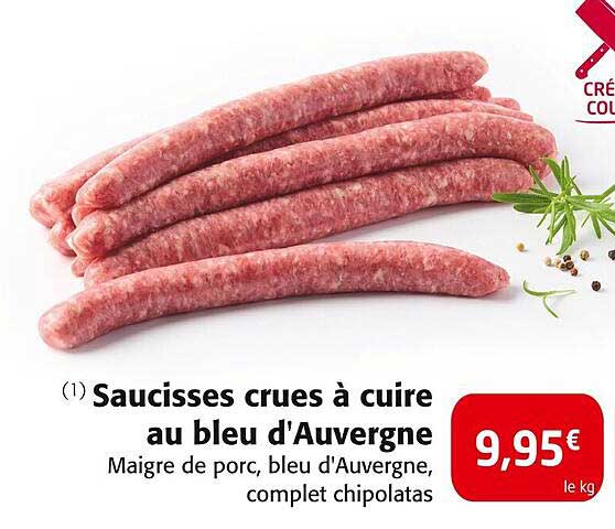 Saucisses crues à cuire au bleu d'Auvergne