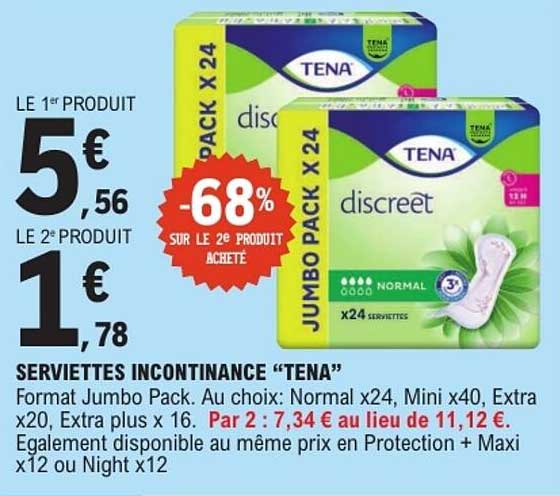 SERVIETTES INCONTINENCE “TENA”