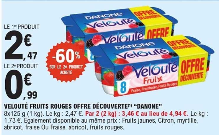 VELOUTÉ FRUITS ROUGES OFFRE DÉCOUVERTE "DANONE"