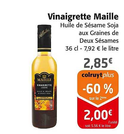 Vinaigrette Maille Huile de Sésame Soja aux Graines de Deux Sésames