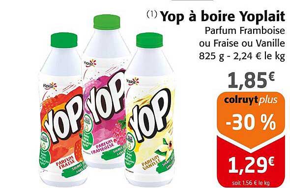 Yop à boire Yoplait Parfum Framboise ou Fraise ou Vanille