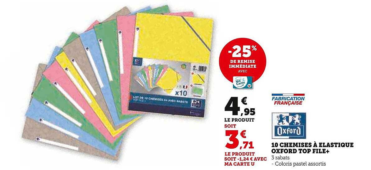 10 CHEMISES À ÉLASTIQUE OXFORD TOP FILE+
