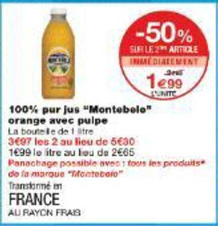 100% pur jus "Montebelo" orange avec pulpe