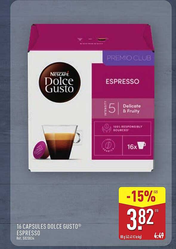 16 CAPSULES DOLCE GUSTO® ESPRESSO