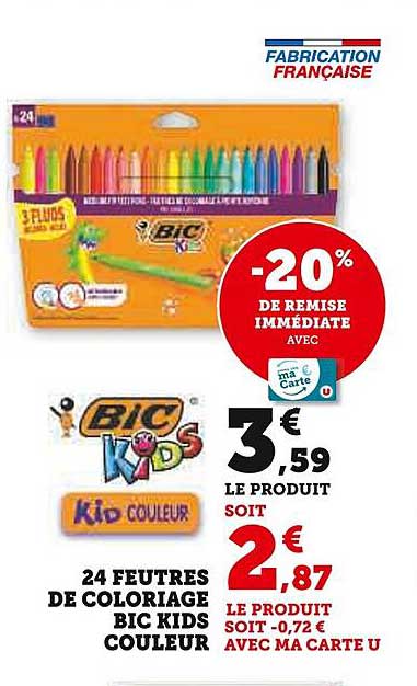 24 Feutres de Colorilage BIC KIDS Couleur