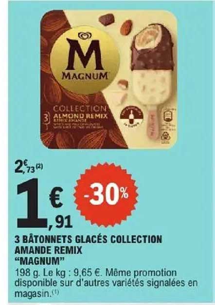 3 BÂTONNETS GLACÉS COLLECTION AMANDE REMIX "MAGNUM"