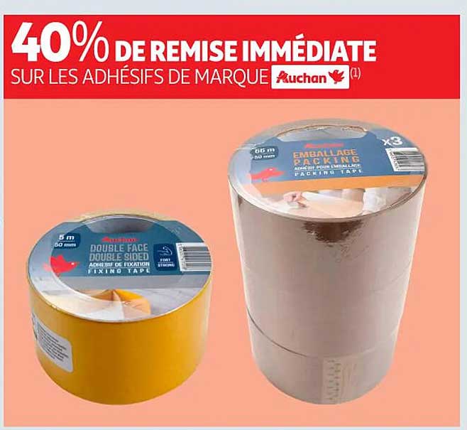 40% DE REMISE IMMEDIATE SUR LES ADHESIFS DE MARQUE Auchan