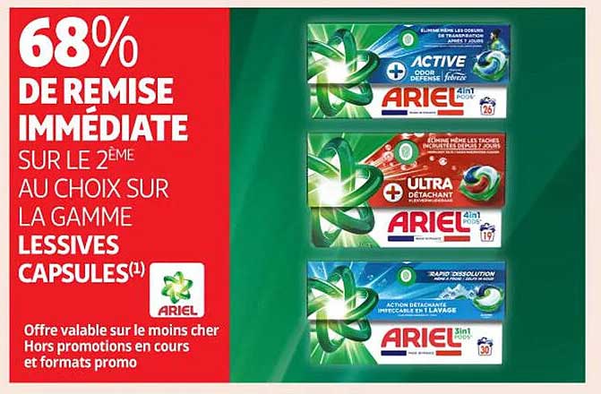 68% DE REMISE IMMÉDIATE SUR LE 2ÈME AU CHOIX SUR LA GAMME LESSIVES CAPSULES