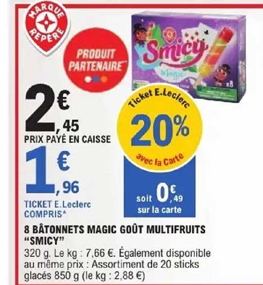 8 BÂTONNETS MAGIC GOÛT MULTIFRUITS “SMICY”