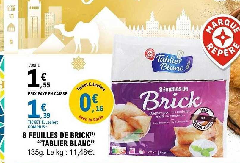 8 FEUILLES DE BRICK "TABLIER BLANC"