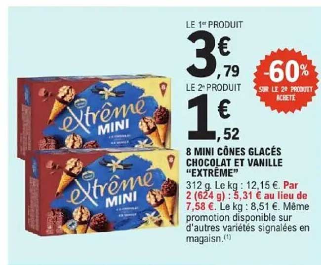 8 MINI CÔNES GLACÉS CHOCOLAT ET VANILLE “EXTRÊME”