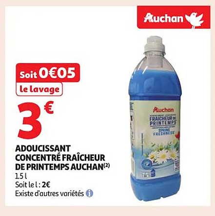 ADOUCISSANT CONCENTRÉ FRAÎCHEUR DE PRINTEMPS AUCHAN 1,5 L