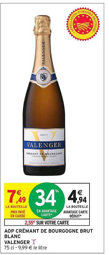AOP CRÉMANT DE BOURGOGNE BRUT BLANC VALENGER