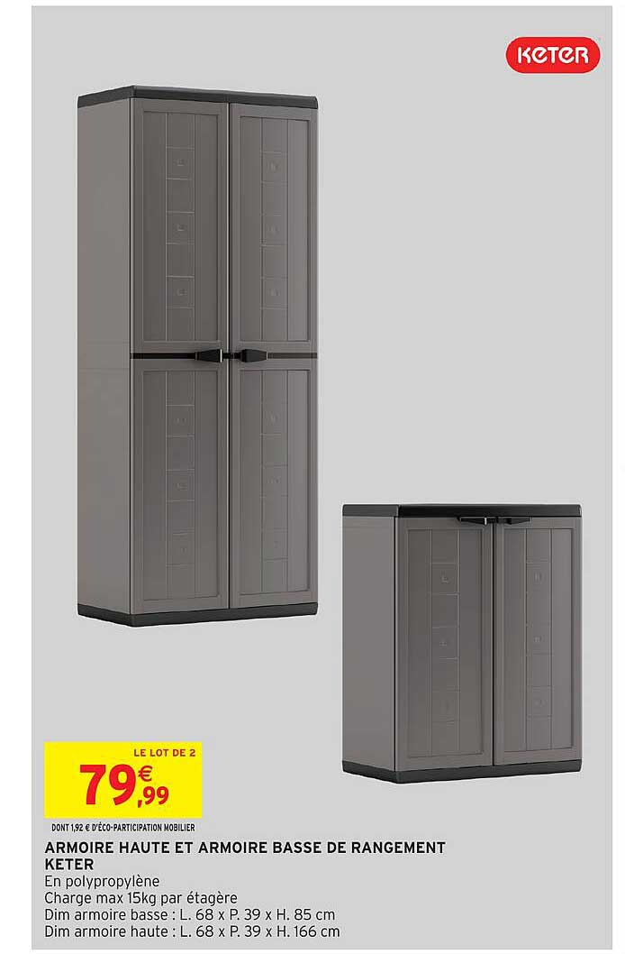 ARMoire haute et armoire basse de rangement KETER