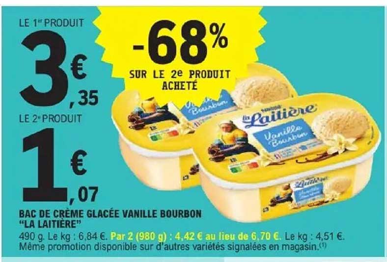 BAC DE CRÈME GLACÉE VANILLE BOURBON “LA LAITIÈRE”