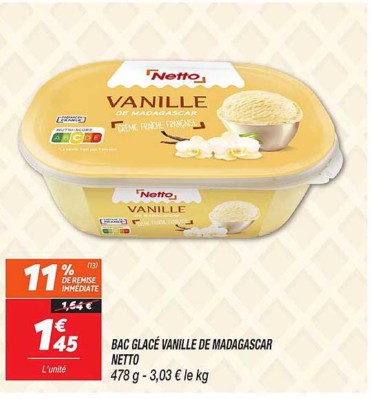 BAC GLACÉ VANILLE DE MADAGASCAR NETTO