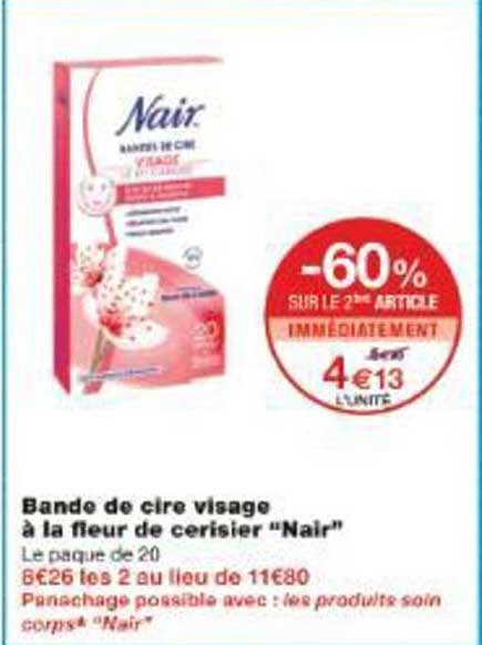 Bande de cire visage à la fleur de cerisier “Nair”