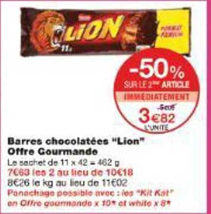 Barres chocolatées "Lion" Offre Gourmande