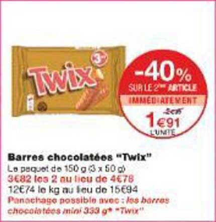 Barres chocolatées "Twix"