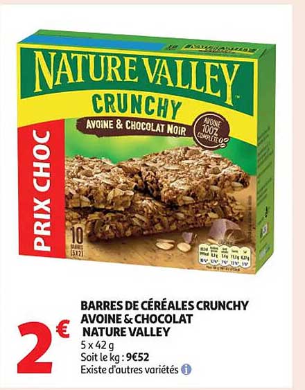 BARRES DE CÉRÉALES CRUNCHY AVOINE & CHOCOLAT NATURE VALLEY