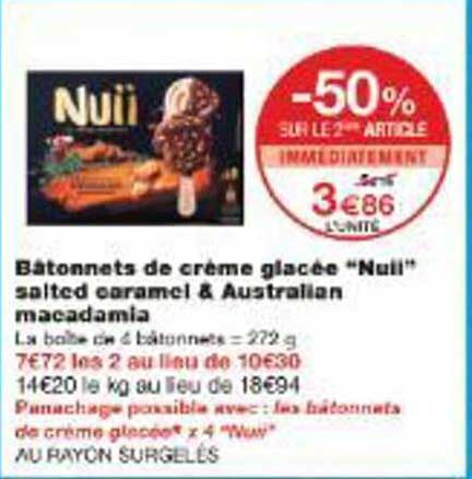 Bâtonnets de crème glacée “Nuii” salted caramel & Australian macadamia