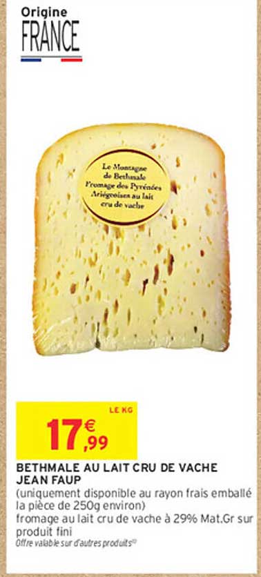 BETHMALE AU LAIT CRU DE VACHE JEAN FAUP