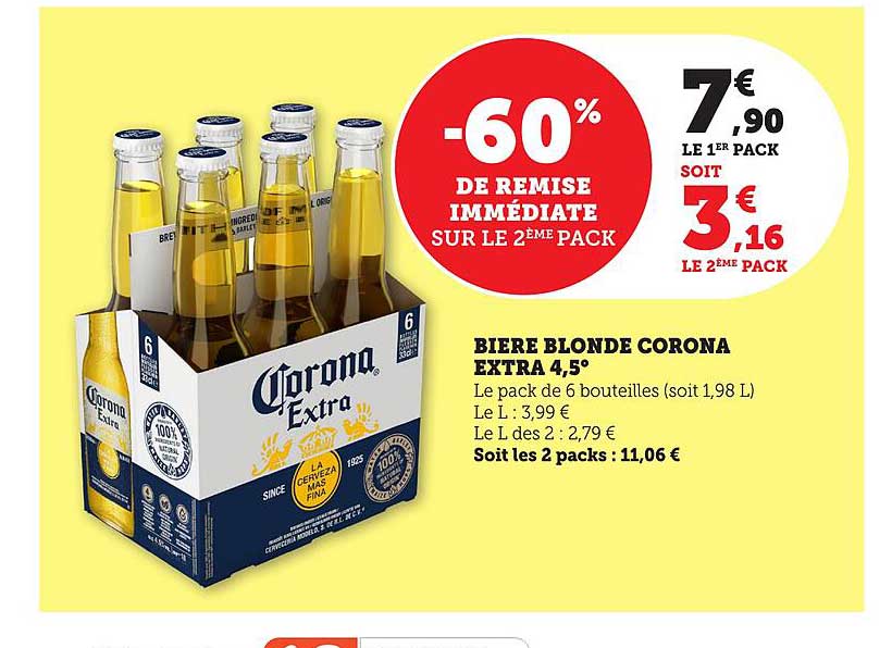 BIERE BLONDE CORONA EXTRA 4,5°