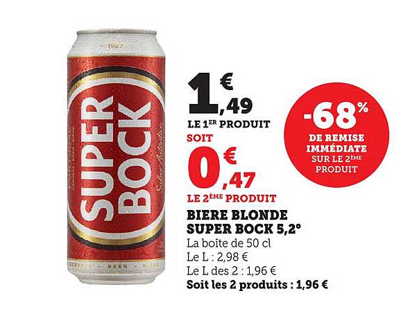 BIERE BLONDE SUPER BOCK 5,2°