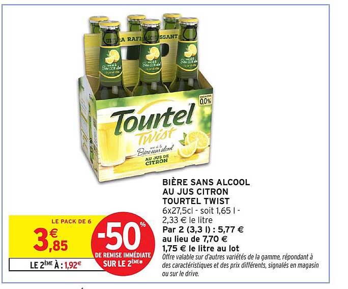 BIÈRE SANS ALCOOL AU JUS CITRON TOURTEL TWIST