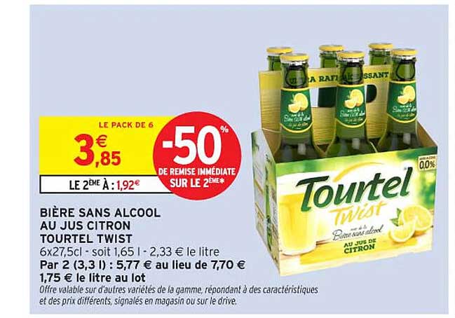 BIÈRE SANS ALCOOL AU JUS CITRON TOURTEL TWIST