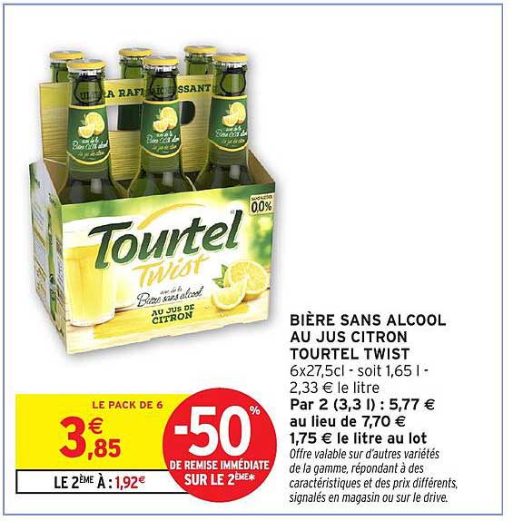 BIÈRE SANS ALCOOL AU JUS CITRON TOURTEL TWIST