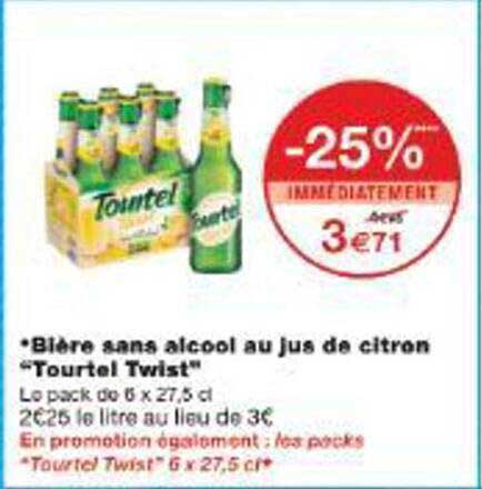 Bières sans alcool au jus de citron "Tourtel Twist"