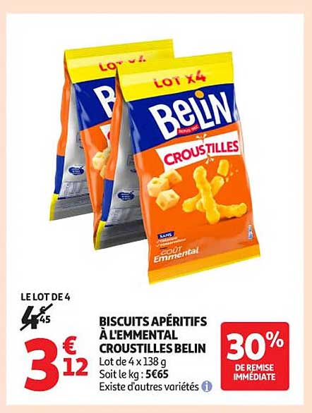 BISCUITS APÉRITIFS À L'EMMENTAL CROUSTILLES BELIN