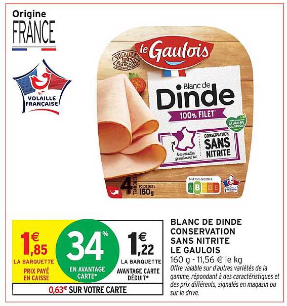 BLANC DE DINDE CONSERVATION SANS NITRITE LE GAULOIS