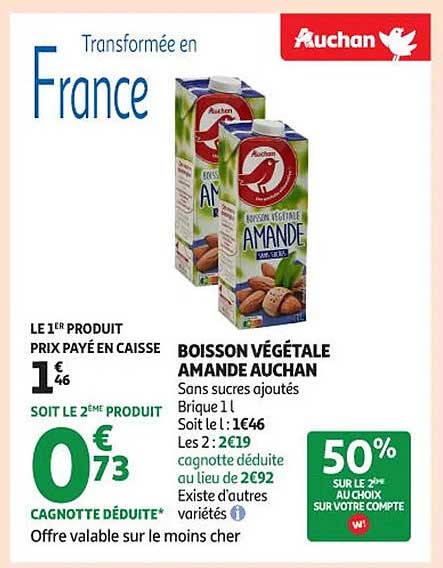 BOISSON VÉGÉTALE AMANDE AUCHAN