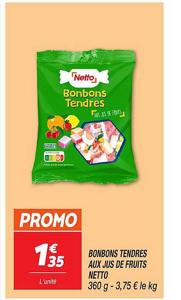 BONBONS TENDRES AUX JUS DE FRUITS NETTO
