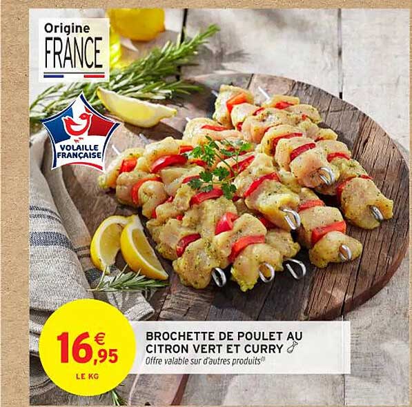 BROCHETTE DE POULET AU CITRON VERT ET CURRY