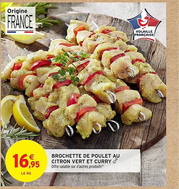 BROCHETTE DE POULET AU CITRON VERT ET CURRY