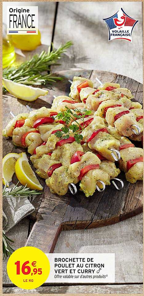 BROCHETTE DE POULET AU CITRON VERT ET CURRY