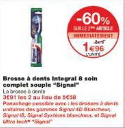 Brosse à dents Integral 8 soin complet souple "Signal"