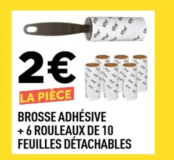 BROSSE ADHÉSIVE + 6 ROUEAUX DE 10 FEUILLES DÉTACHABLES