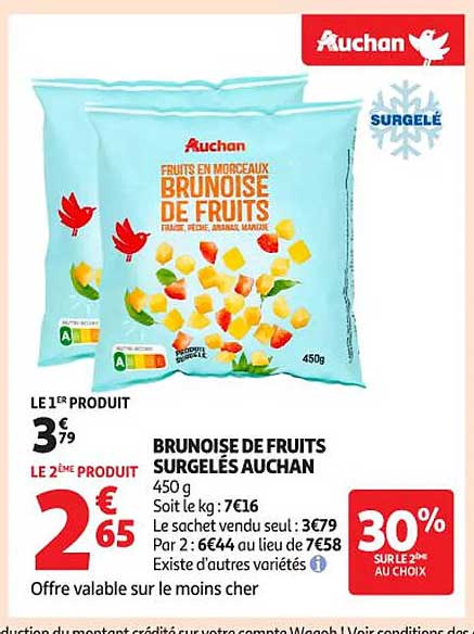 BRUNOISE DE FRUITS SURGELÉS AUCHAN