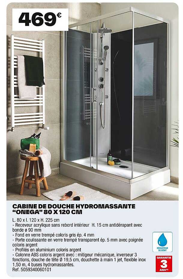 CABINE DE DOUCHE HYDROMASSANTE “OMEGA” 80 X 120 CM