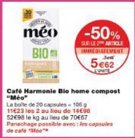 Café Harmonie Bio home compost "Méo"