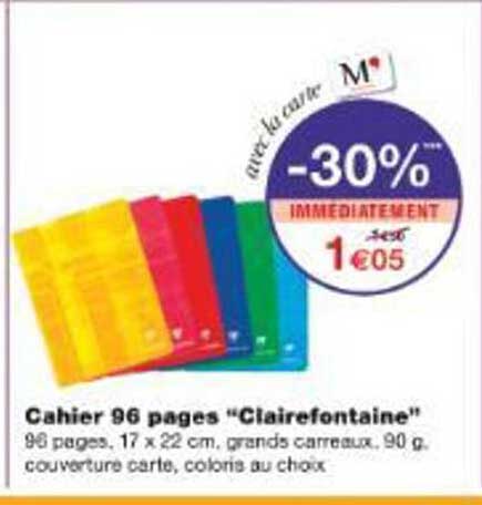 Cahier 96 pages "Clairefontaine"
